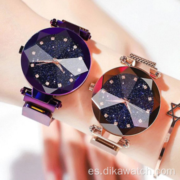 Reloj magnético de cielo estrellado para mujer, relojes de lujo para mujer, relojes de pulsera de cuarzo con diamantes de moda para mujer, reloj femenino Zegarek Damski